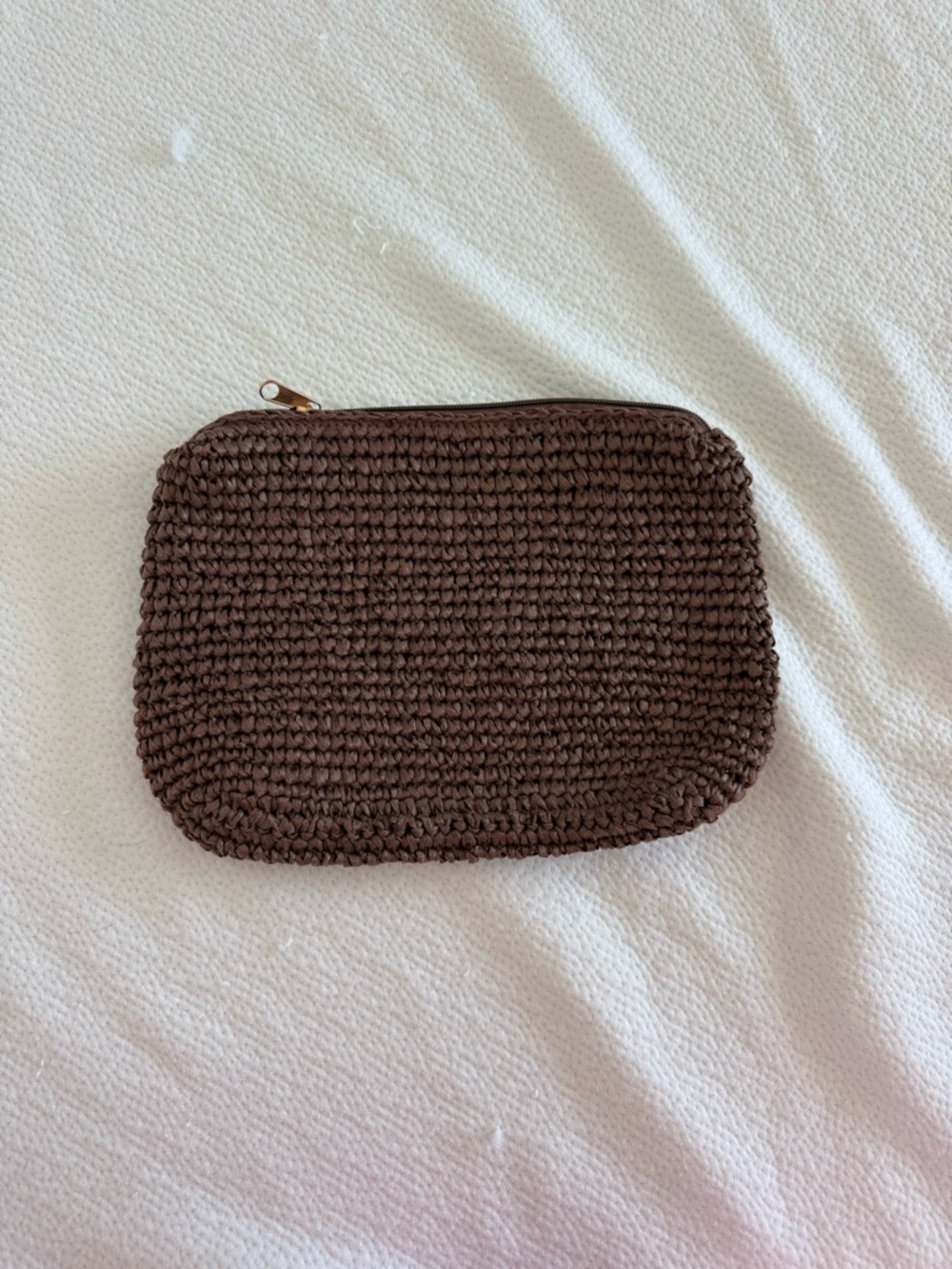 NWOT Anthropologie Handwoven Brown Crochet Clutch